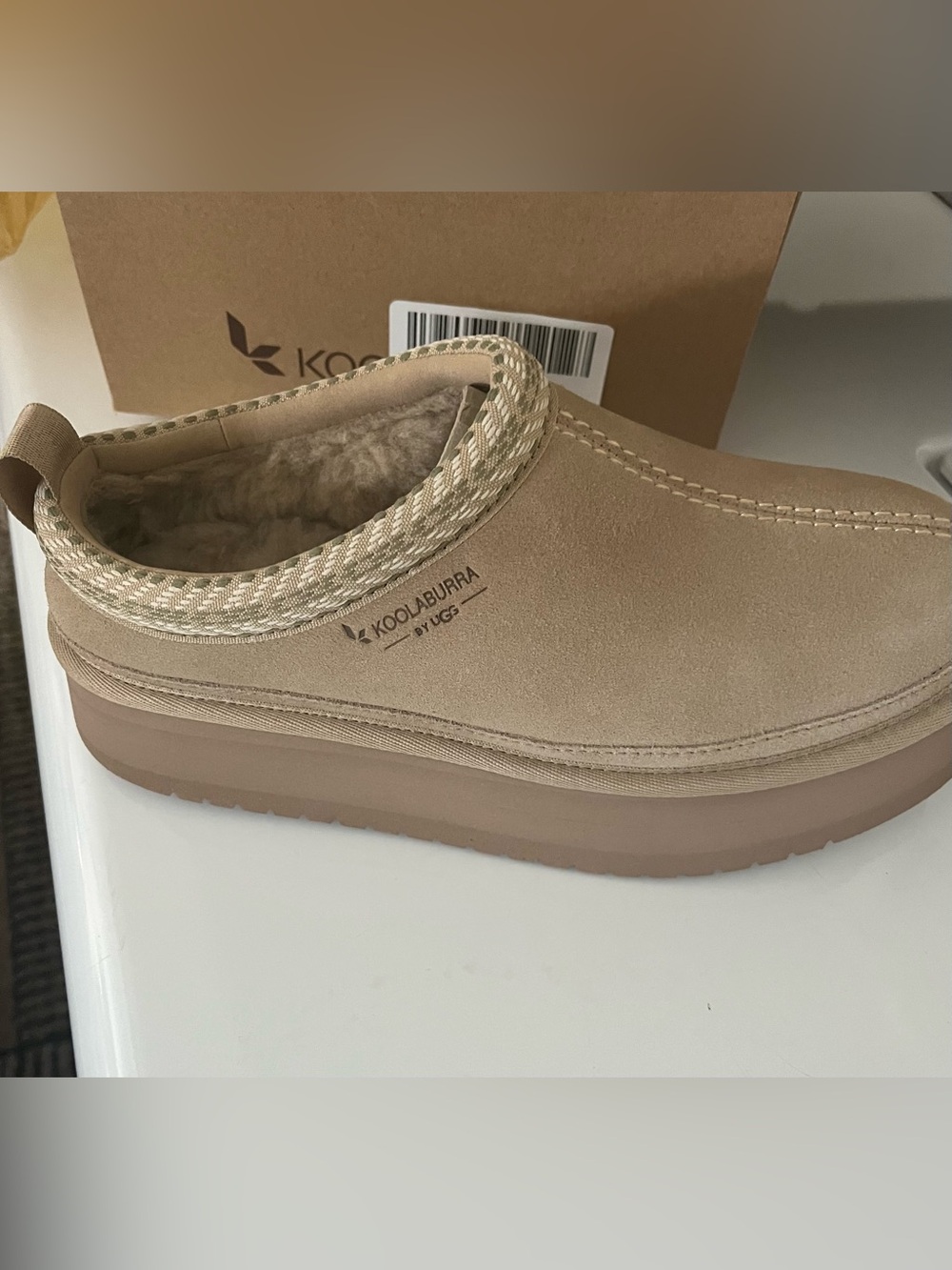 Koolaburra by Ugg Suede Slip-On Platform Slipper Sz 7 Cloud Color NIB